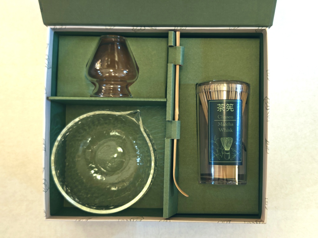 Matchaset 4 teilig mit Katakuchi aus Glas