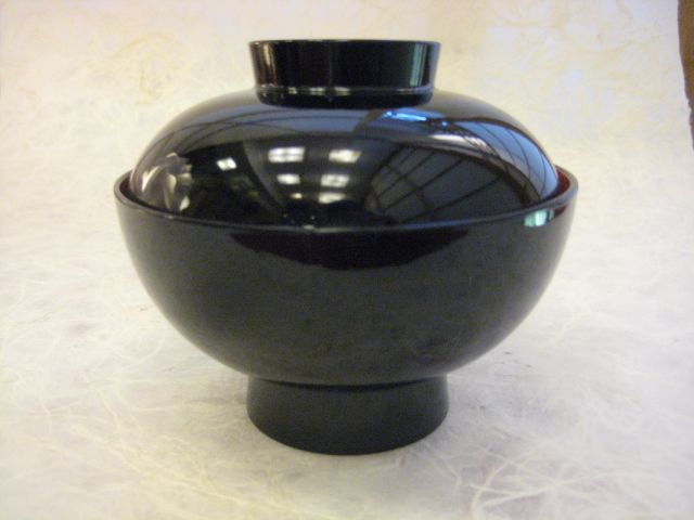 Lackschale mit Deckel, schwarz, Ø 12cm x H 10cm