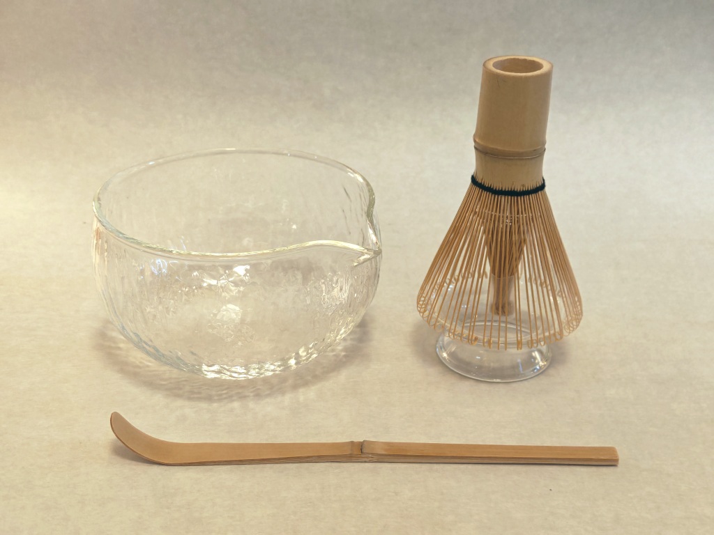 Matchaset 4 teilig mit Katakuchi aus Glas