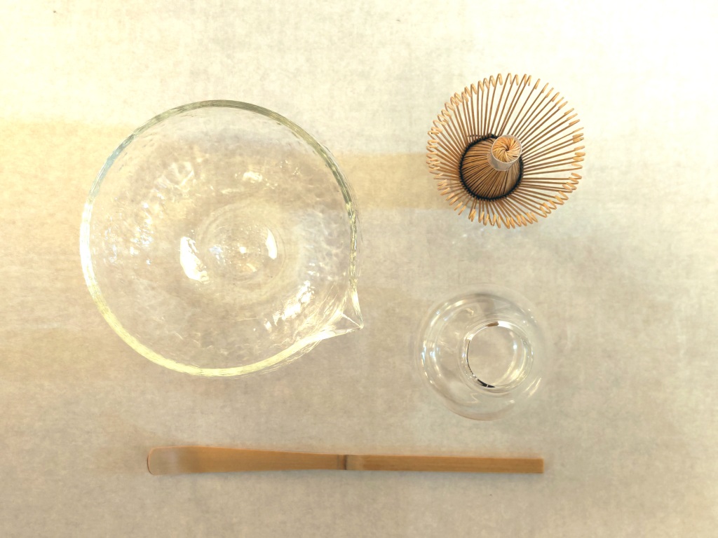 Matchaset 4 teilig mit Katakuchi aus Glas
