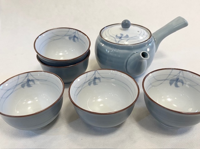 Teeset Orchidee blaugrau