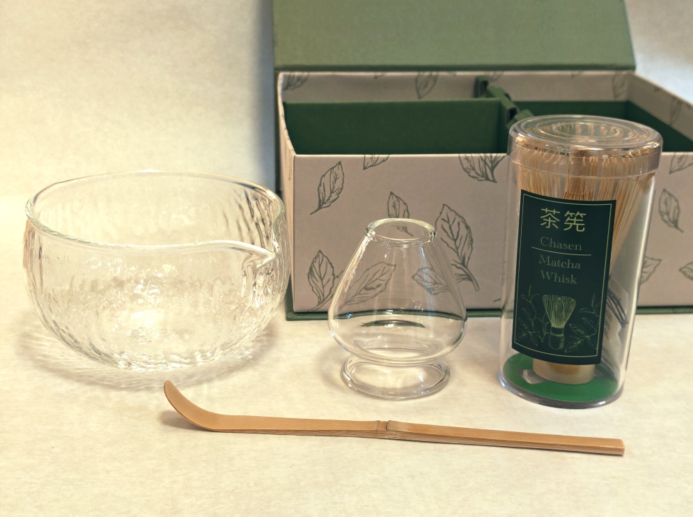 Matchaset 4 teilig mit Katakuchi aus Glas